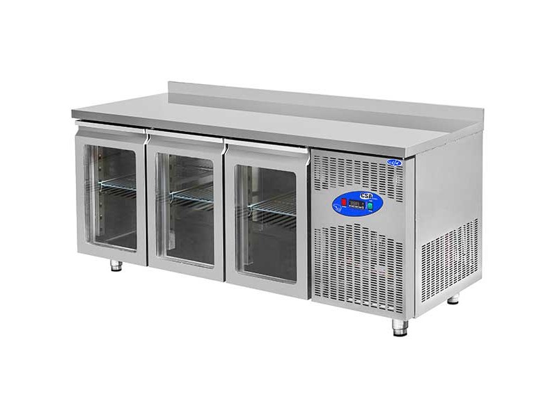 CSA İnox Tezgah Tip Buzdolabı 400 Litre 3 Kapılı Camlı