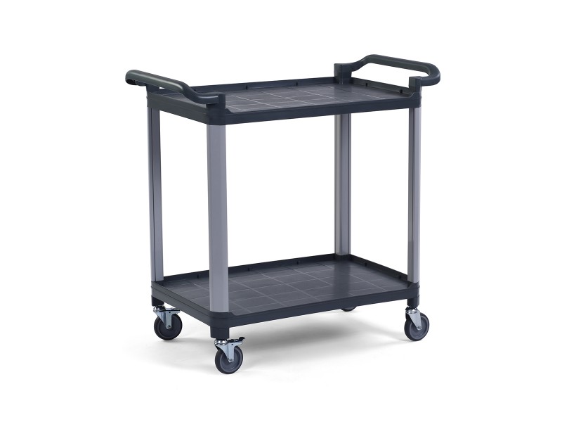 Plastik Servis Arabası 2 Katlı Açık, Antrasit Gri