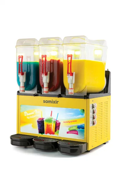 Samixir Allure Triple Ice Slush, Granita, Buzlaş &amp; Karsambaç Makinesi 12+12+12 L, Sarı