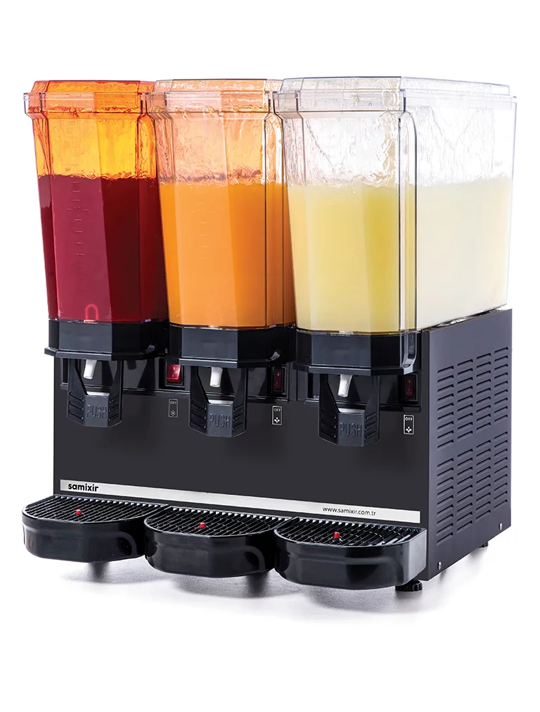 Samixir 3'lü Şerbet - Limonata Makinesi - 60 Litre Siyah Gövde Ş+Ş+Ş