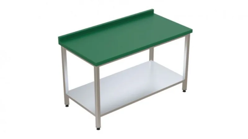 Polietilen Tablalı Paslanmaz Çalışma Tezgahı Taban Raflı Açık 120x70x85