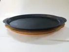 Ahşap altlıklı döküm tavalı balık tavası seti