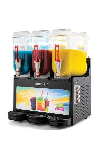 Samixir Allure Triple Ice Slush, Granita, Buzlaş &amp; Karsambaç Makinesi 12+12+12 L, Siyah