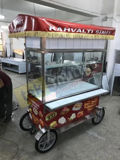 Seyyar Simit Kahvaltılık Arabası - Özel Tabak Bölmeli