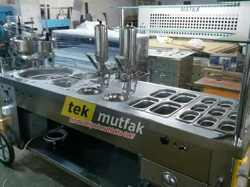 Seyyar Çikolatalı Lokma Tezgahı - 2 Adet Çikolata Dolum Makinesi - Lokma Sunum Tezgahı