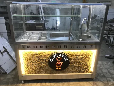 Pilav Ayran Çorba Yemek Tezgahı - Bölmeli Tavuklu Nohutlu Pilav Tezgahı