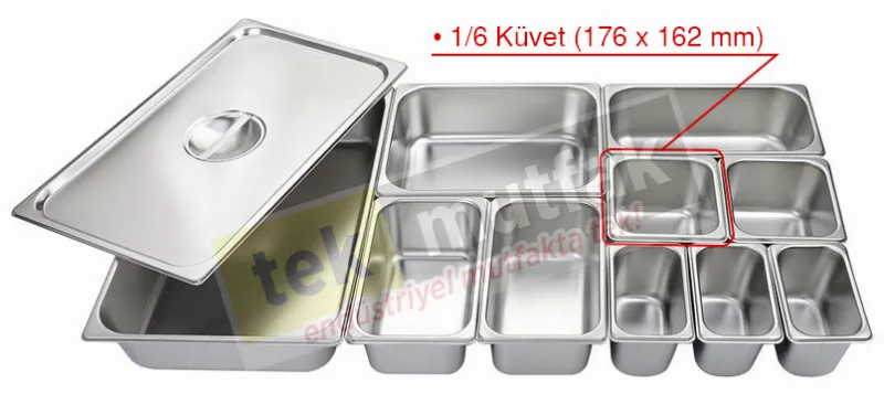 Gastronom Küvet Kapağı Contalı Sızdırmaz 1/6