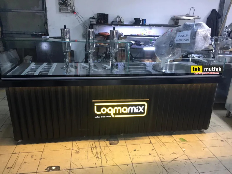 Çikolatalı Lokma Tezgahı - 3 Adet Lokma Dolum Makinesi - Lokma Sunum Tezgahı