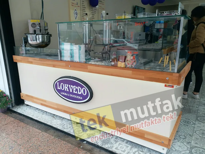 Çikolatalı Lokma Tezgahı - 2 Adet Çikolata Dolum Makinesi -  Tekparça 240 cm