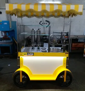 Seyyar Çikolatalı Lokma Tezgahı - 2 Adet Çikolata Dolum Makinesi - 120 Cm
