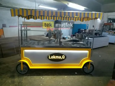 Seyyar Çikolatalı Lokma Tezgahı - 2 Adet Çikolata Dolum Makinesi - Lokma Sunum Tezgahı