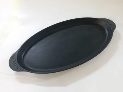 Ahşap altlıklı döküm tavalı balık tavası seti