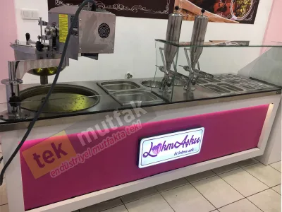 Çikolatalı Lokma Tezgahı - 3 Adet Çikolata Dolum Makinesi - Lokma Sunum Tezgahı