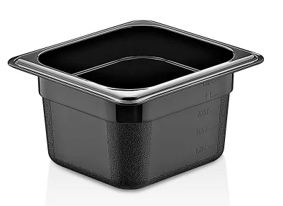 Polikarbon Siyah Gastronom Küvet 1/6 - 100 mm