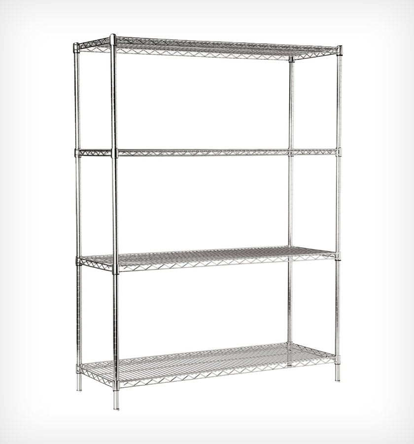 İstif Rafı Demonte 4 Katlı Tel Raf 304 Paslanmaz Çelik 61x152x183