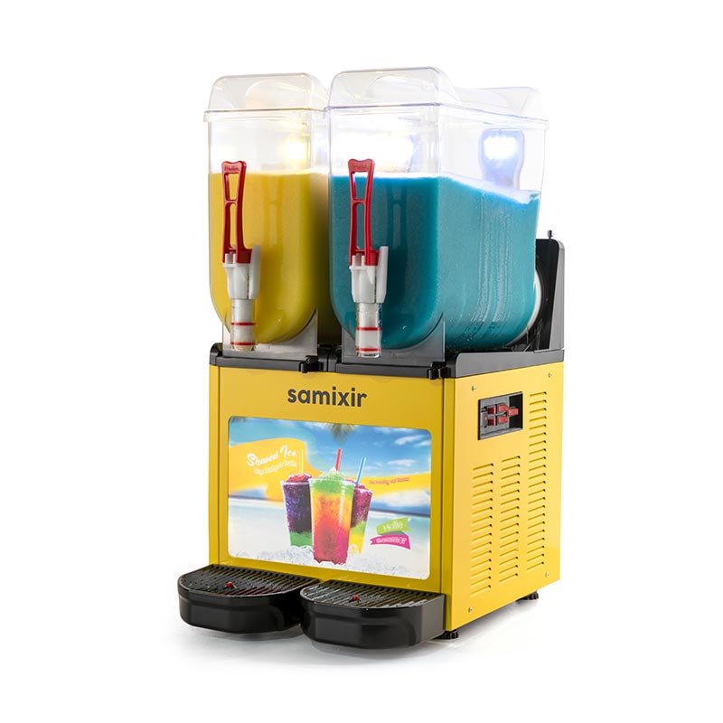 Samixir Allure Twin Ice Slush, Granita, Buzlaş &amp; Karsambaç Makinesi 12+12 L, Sarı