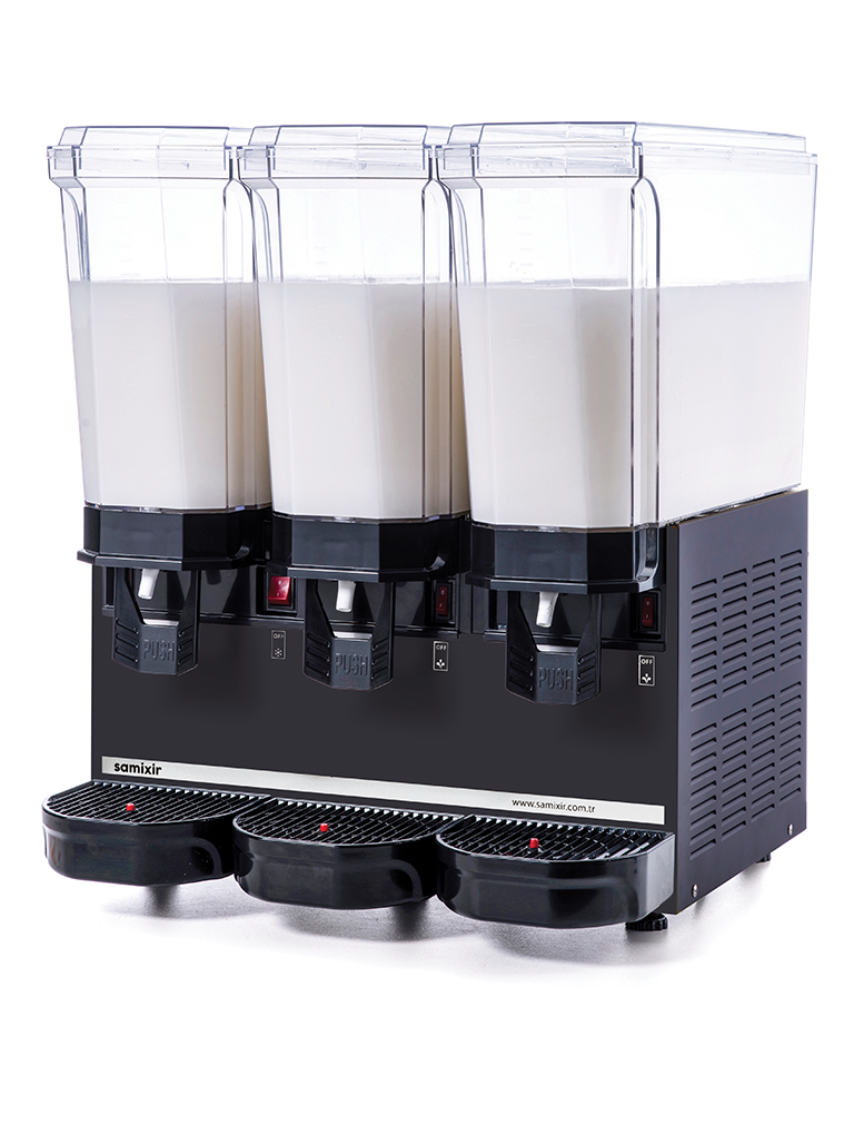 Samixir 3'lü Ayran - Meşrubat Makinesi - 60 Litre Siyah Gövde A+A+A