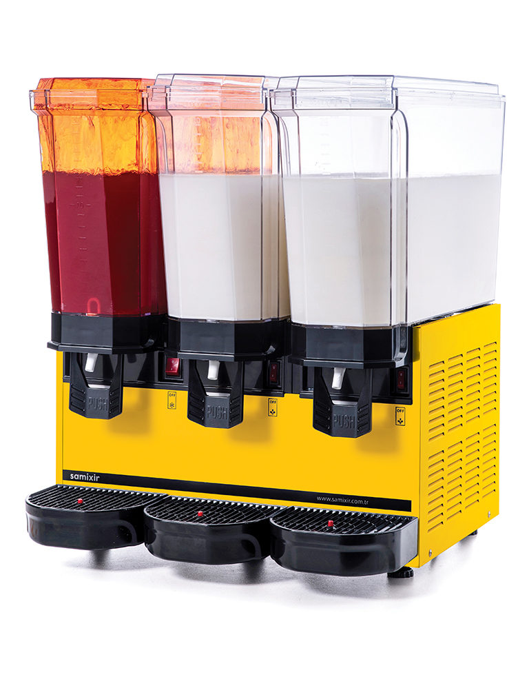 Samixir 3'lü Şerbet - Ayran Makinesi - 60 Litre Sarı Gövde Ş+A+A