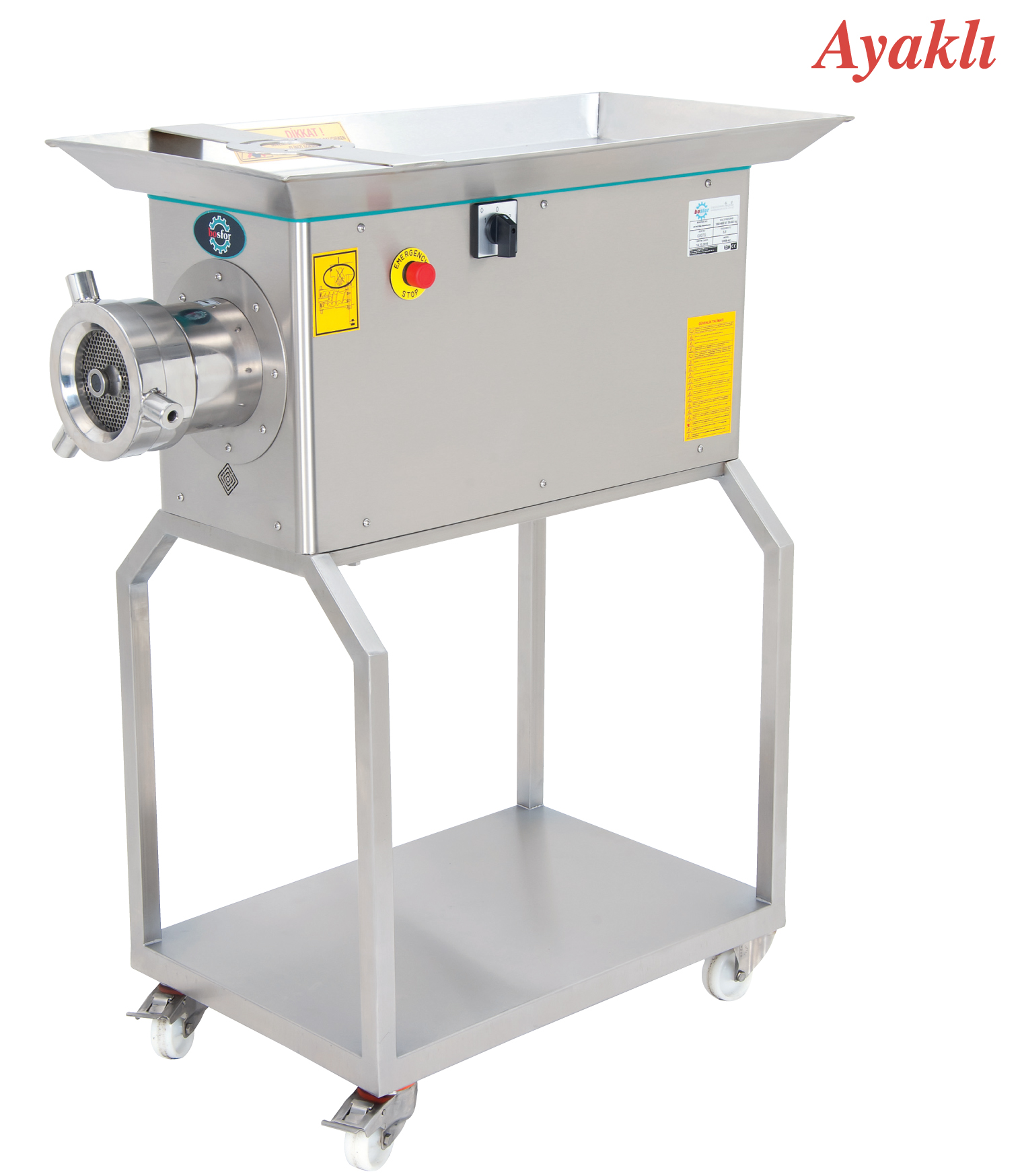 Bosfor 42 No Kıyma Makinesi UKM-42PTA Ayaklı Tekerli KOMPLE PASLANMAZ 