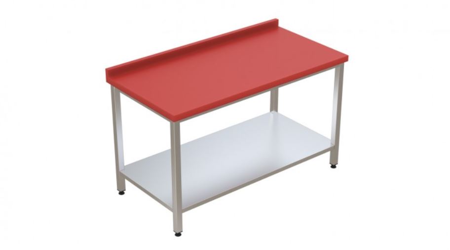 Polietilen Tablalı Paslanmaz Çalışma Tezgahı Taban Raflı Açık 140x60x85