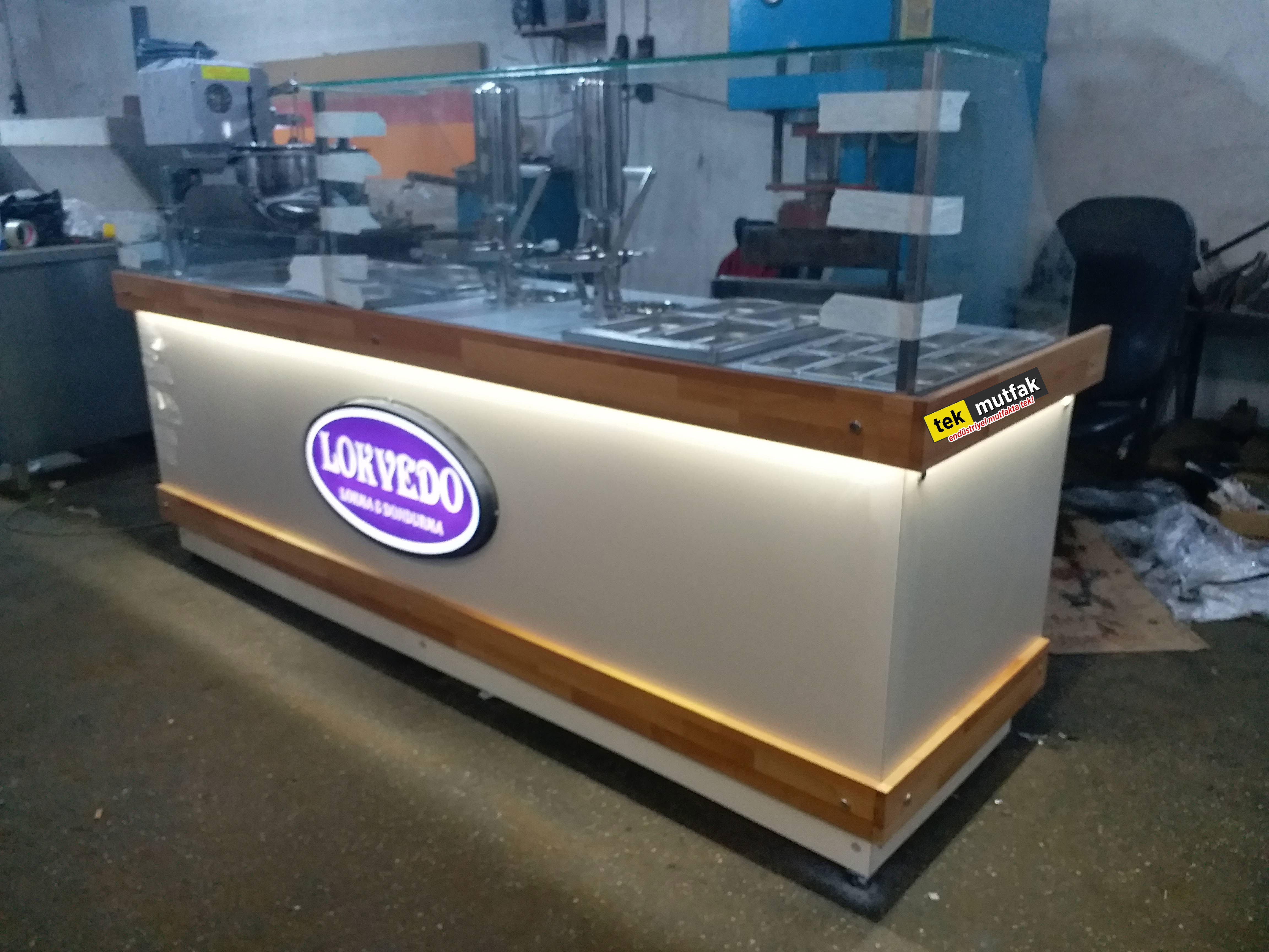 Çikolatalı Lokma Tezgahı - 2 Adet Çikolata Dolum Makinesi -  Tekparça 240 cm