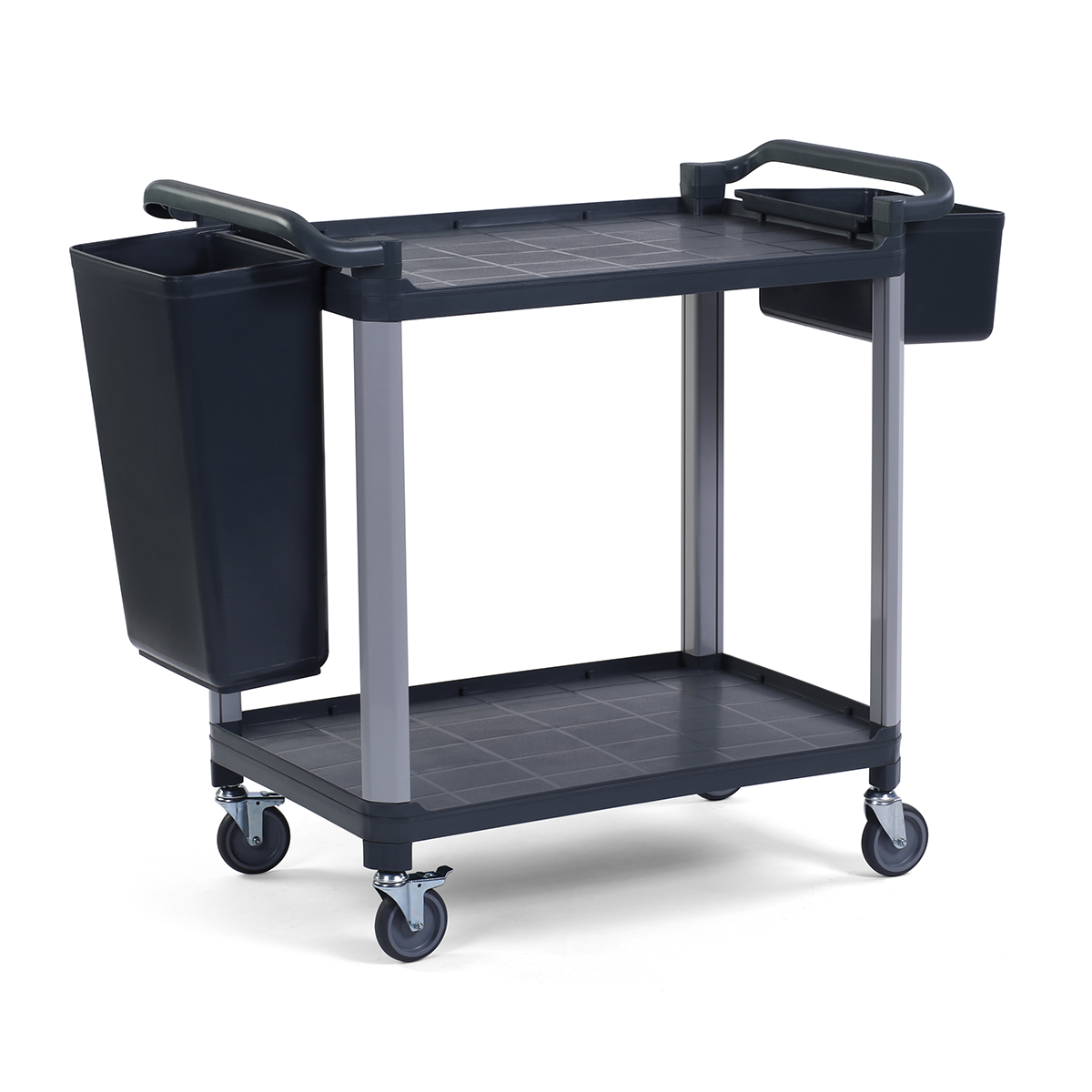 Plastik Aksesuarlı Servis Arabası 2 Katlı Açık, Antrasit Gri