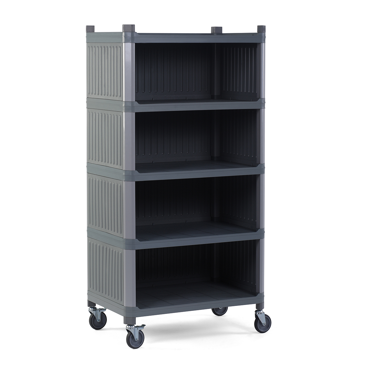 Plastik 5 Katlı Kapalı Hareketli Raf, Gri