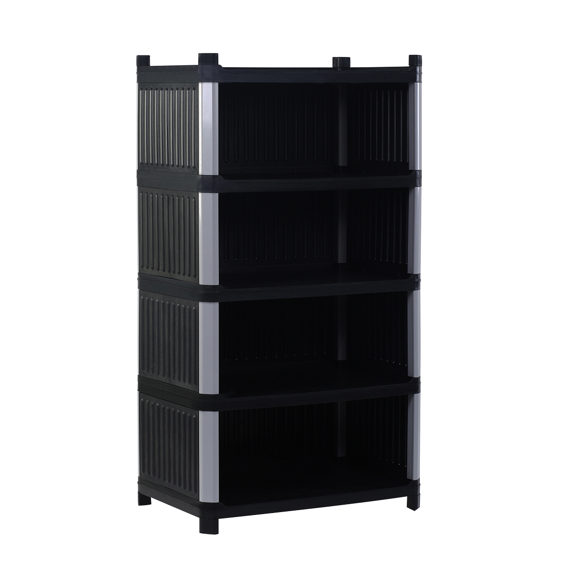 Plastik 5 Katlı Kapalı Sabit Raf, Siyah