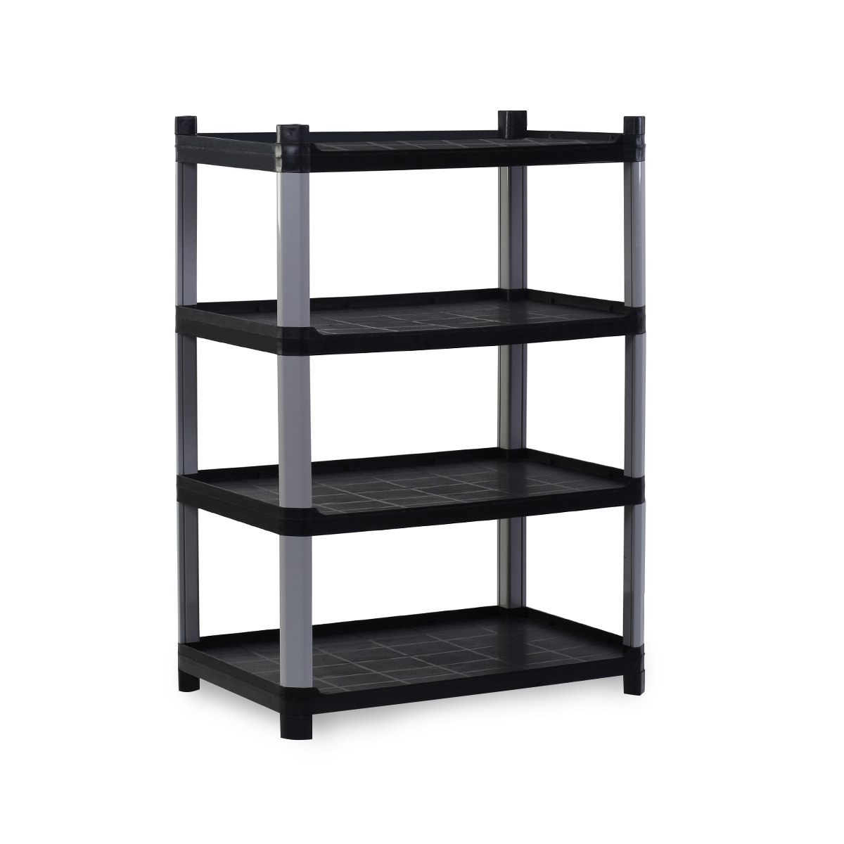 Plastik 4 Katlı Açık Sabit Raf, Siyah