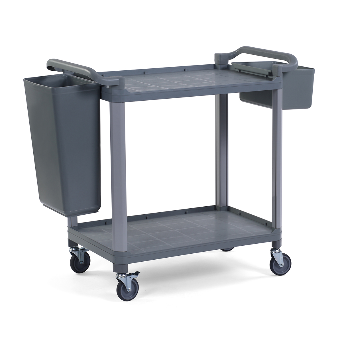 Plastik Aksesuarlı Servis Arabası 2 Katlı Açık, Gri