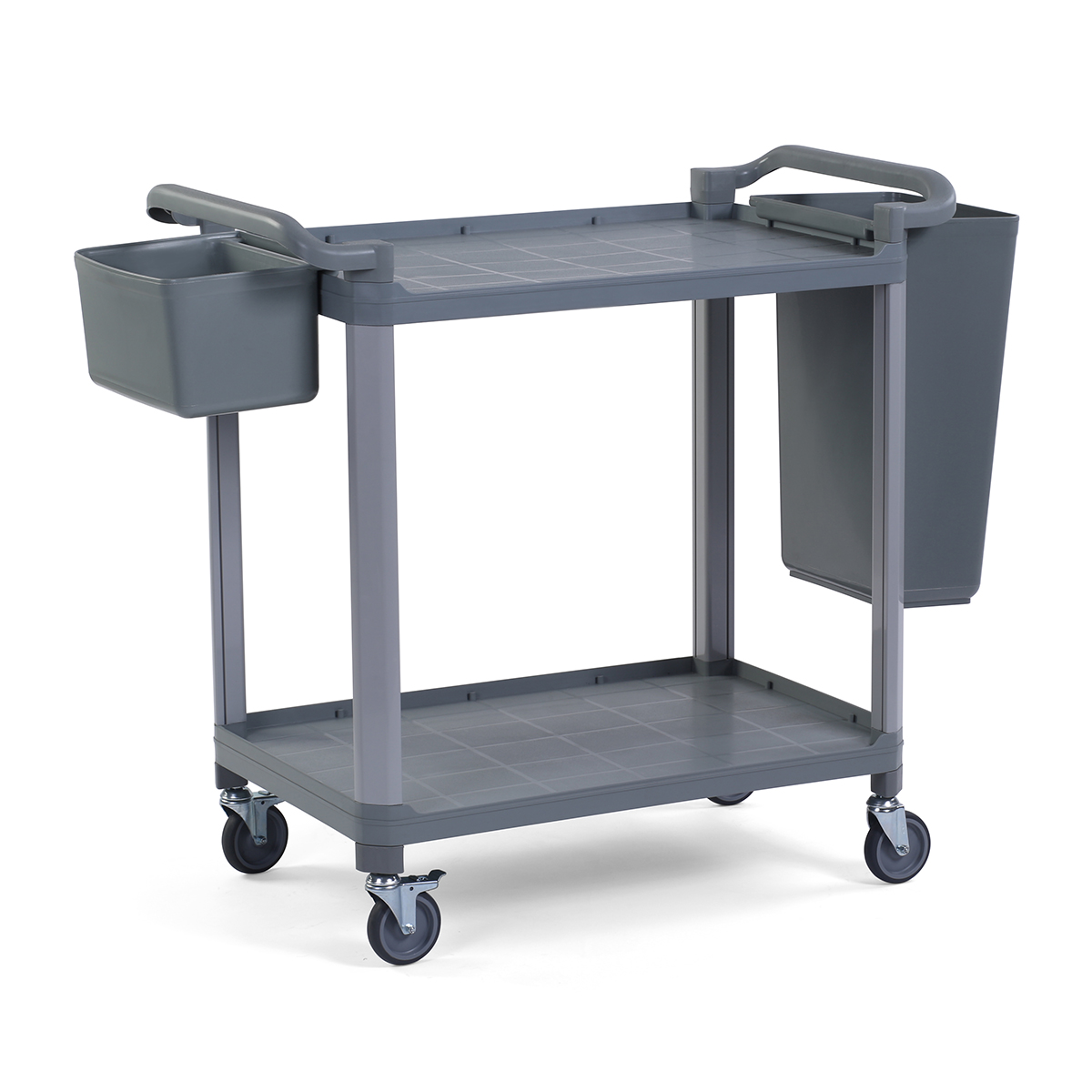 Plastik Aksesuarlı Servis Arabası 2 Katlı Açık, Gri
